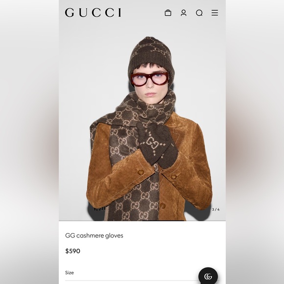 GG cashmere jacquard beanie hat & Gloves Set. NWT. - Picture 16 of 16